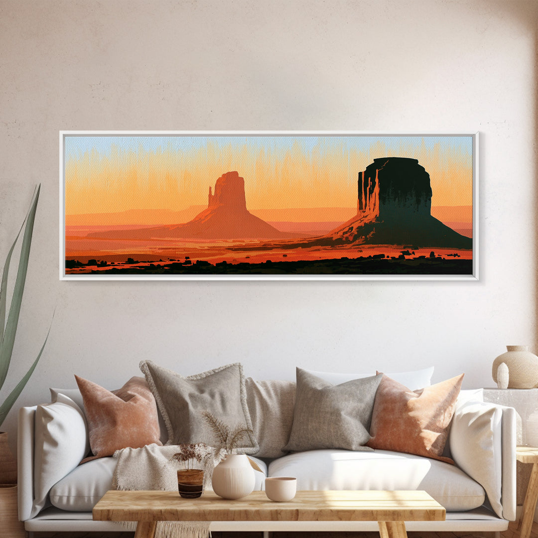 Monument Valley Silhouette Canvas Print, Desert Art, Modern Decor, Southwestern Decor, Desert, Room Decor, Digital Prints, DES-3x1-25