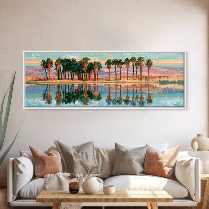 Palm Oasis Reflected Canvas Print, Desert Art, Home Decor, Southwestern Decor, Desert, Printable Art, Living Room Decor, DES-3x1-31