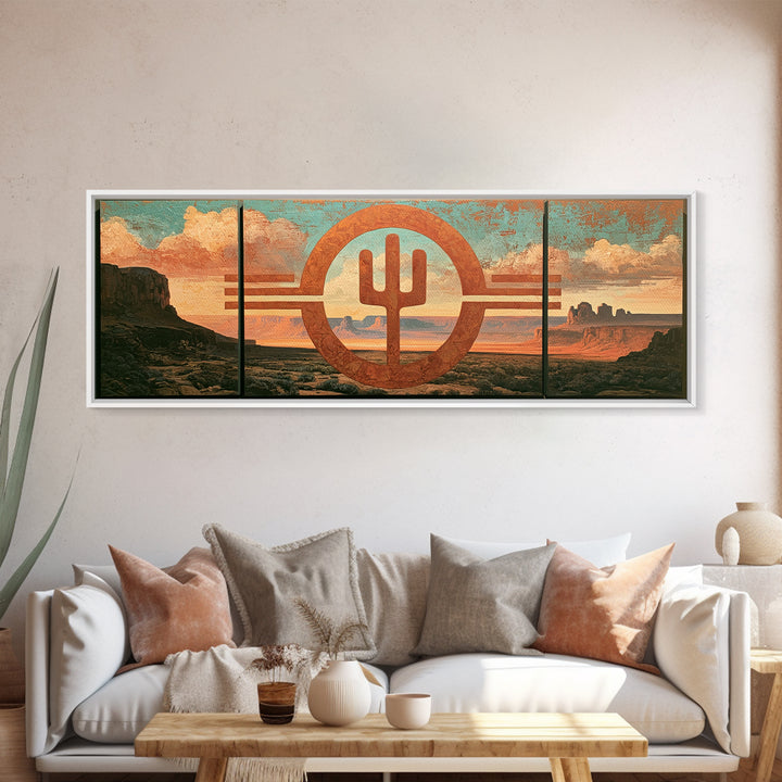Ancient Desert Petroglyph Design Framed Canvas Print, Desert Art, Nature Wall Art, Southwestern Decor, Fine Art, Desert, DES-3x1-37