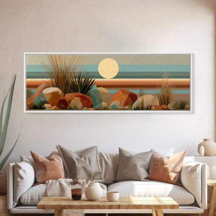 Minimal Beige Sun Canvas Print, Desert Art, Minimalist Decor, Southwestern Decor, Fine Art, Desert, Boho, Original Art, DES-3x1-62