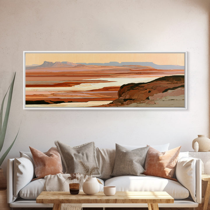 Abstract Mesa Landscape Framed Canvas Print, Desert Art, Abstract Wall Art, Southwestern Decor, Desert, Digital Download Art, DES-3x1-67