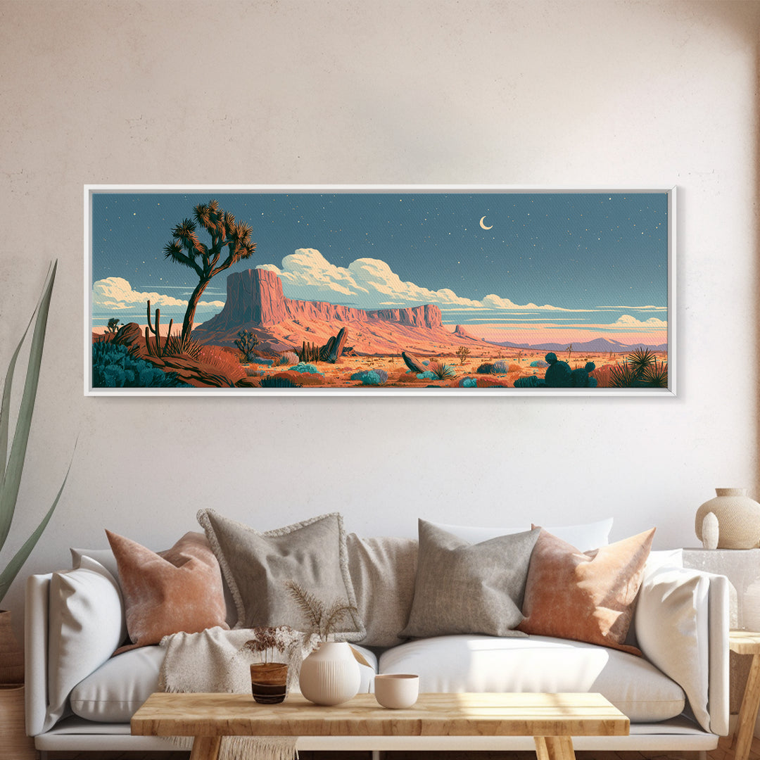 Joshua Tree under Star Filled Night Canvas Print, Desert Art, Printable Wall Art, Southwestern Decor, Fine Art, Desert, DES-3x1-70