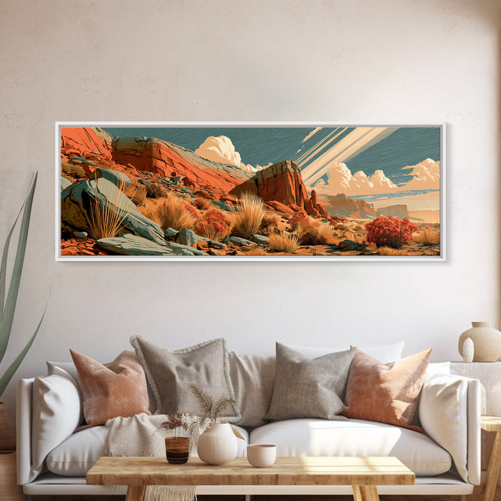 Sandstone Canyon with Dramatic Light Beam Canvas Print, Desert Art, Printable Wall Art, Southwestern Decor, Fine Art, Desert, DES-3x1-80