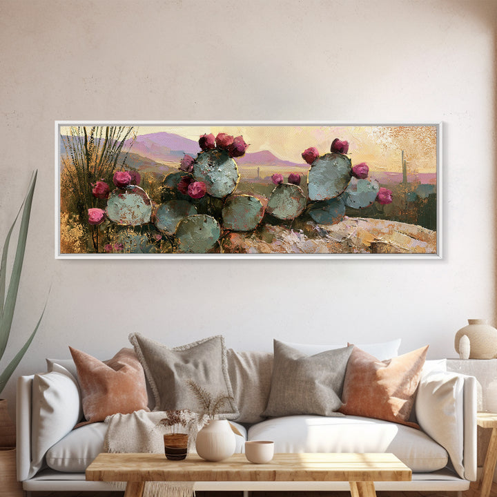 Prickly Pear Cactus Canvas Print, Desert Art, Printable Art, Southwestern Decor, Fine Art, Desert, Colorful Wall Art, DES-3x1-83