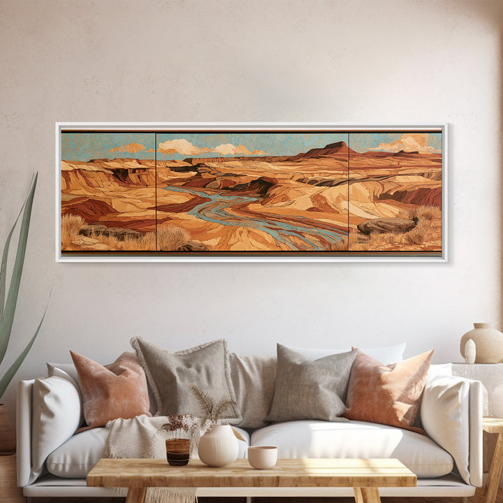 Wind Carved Dune Patterns from Above Framed Canvas Print, Desert Art, Wall Art Prints, Southwestern Decor, Fine Art, Desert, DES-3x1-84