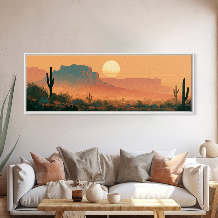 Minimal Beige Sun Canvas Print, Desert Art, Bedroom Wall Art, Southwestern Decor, Watercolor Art, Desert, Fine Art Print, DES-3x1-86