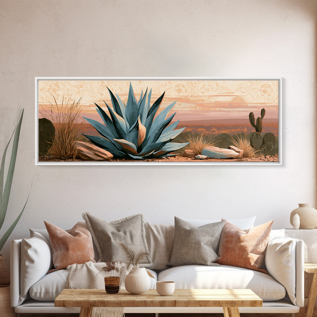 Agave Plant Closeup Canvas Print, Desert Art, Wall Decor, Southwestern Decor, Desert, Living Room Decor, Abstract Wall Art, DES-3x1-88