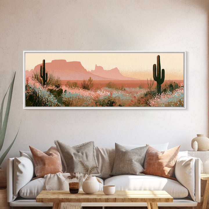 Desert Wildflowers After Spring Rain Canvas Print, Desert Art, Oil Painting, Southwestern Decor, Desert, Bedroom Wall Art, DES-3x1-92