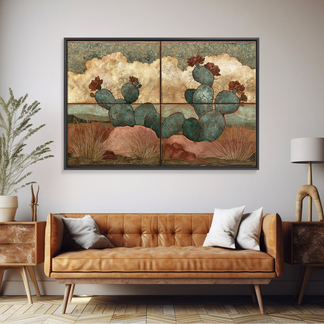 Cactus Botanical Plate Canvas Print, Desert Art, Neutral Decor, Southwestern Decor, Oil Painting, Desert, Wall Decor, DES-3x2-12