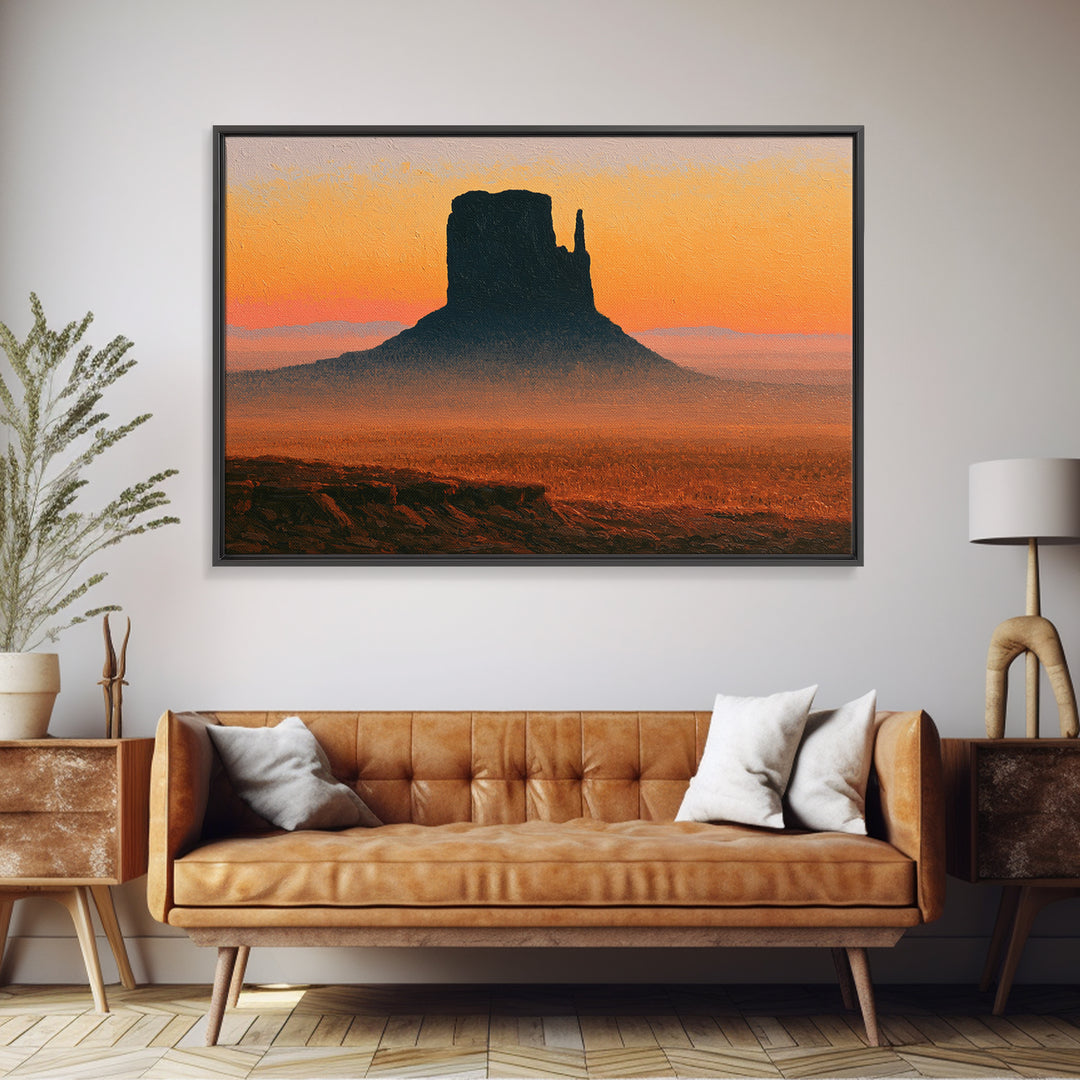 Monument Valley Silhouette Framed Canvas Print, Desert Art, Gallery Decor, Southwestern Decor, Fine Art, Desert, Home Decor, DES-3x2-13