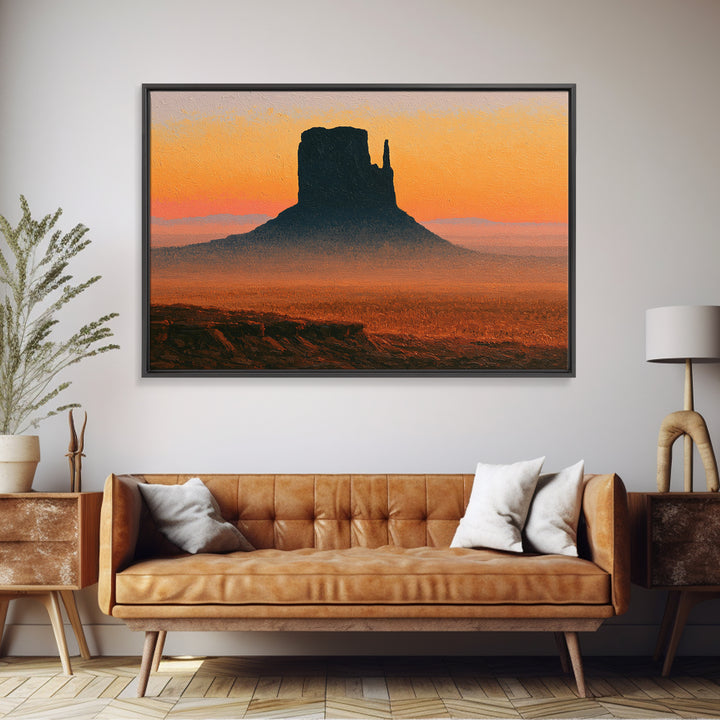 Monument Valley Silhouette Framed Canvas Print, Desert Art, Gallery Decor, Southwestern Decor, Fine Art, Desert, Home Decor, DES-3x2-13