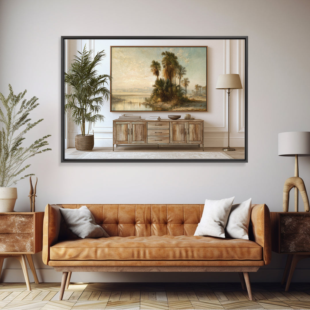 Palm Oasis Reflected Canvas Print, Desert Art, Large Wall Art, Southwestern Decor, Fine Art, Desert, Western Wall Art, DES-3x2-43