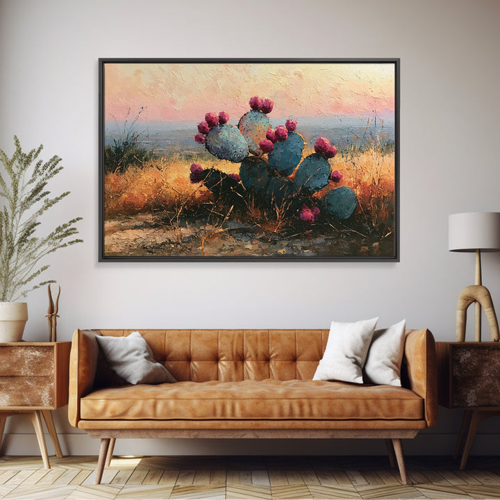 Prickly Pear Cactus Framed Canvas Print, Desert Art, Modern Wall Art, Southwestern Decor, Fine Art, Desert, Gallery Decor, DES-3x2-47