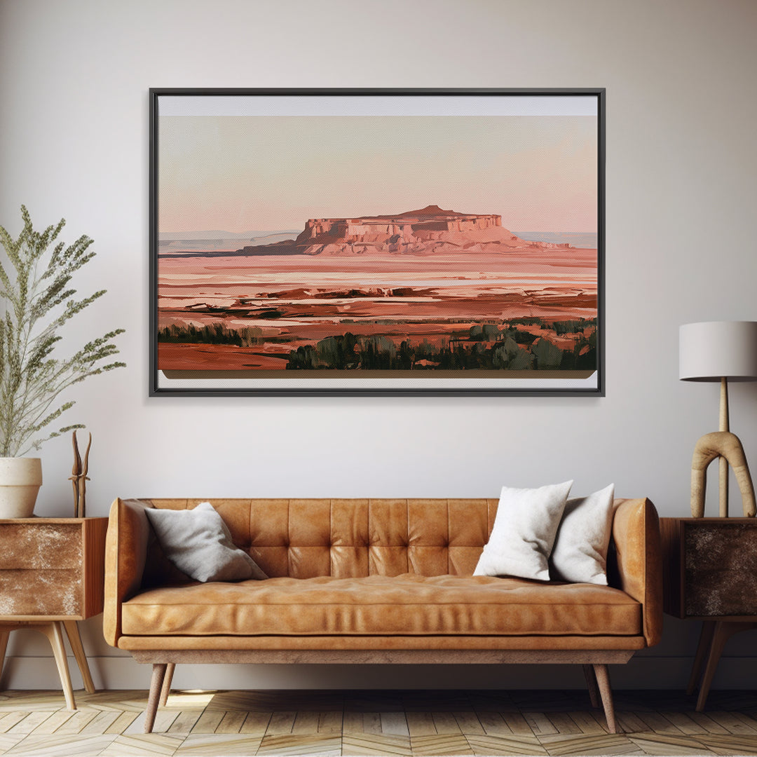 Abstract Mesa Landscape Framed Canvas Print, Desert Art, Colorful Wall Art, Southwestern Decor, Fine Art, Desert, DES-3x2-55