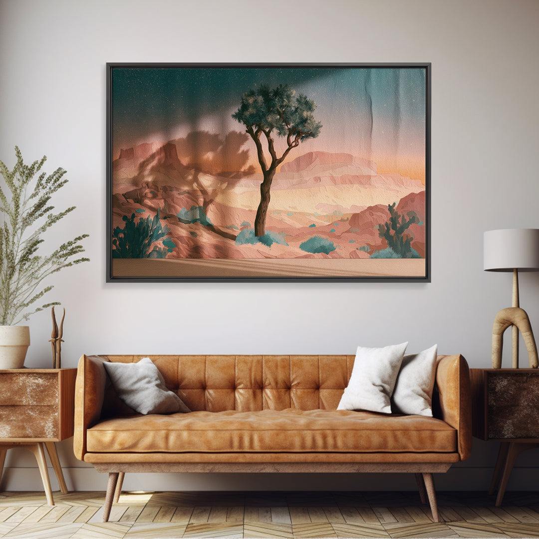Joshua Tree under Star Filled Night Canvas Print, Desert Art, Living Room Art, Southwestern Decor, Fine Art, Desert, DES-3x2-58