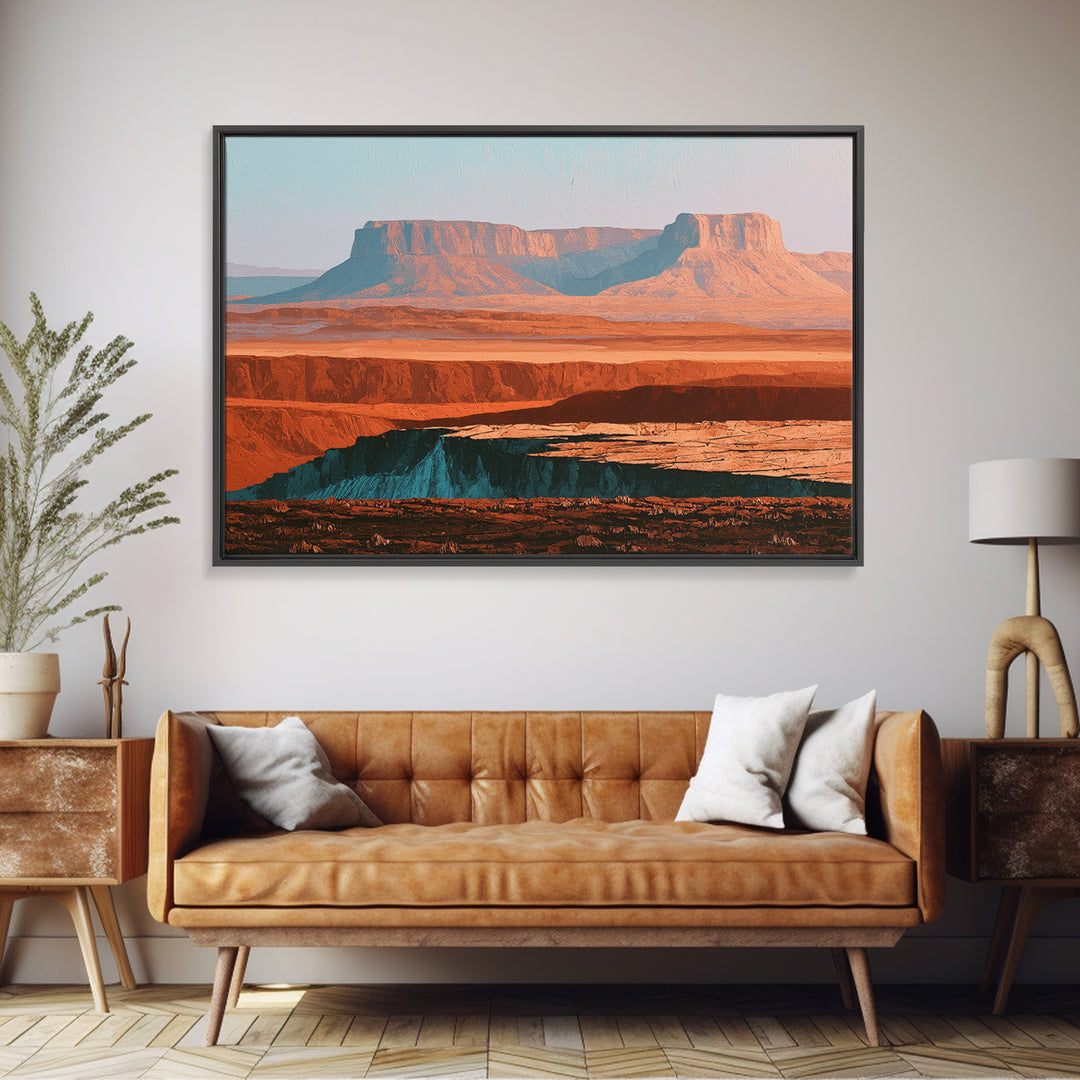 Abstract Mesa Landscape Framed Canvas Print, Desert Art, Western Wall Art, Southwestern Decor, Desert, Statement Artwork, DES-3x2-7
