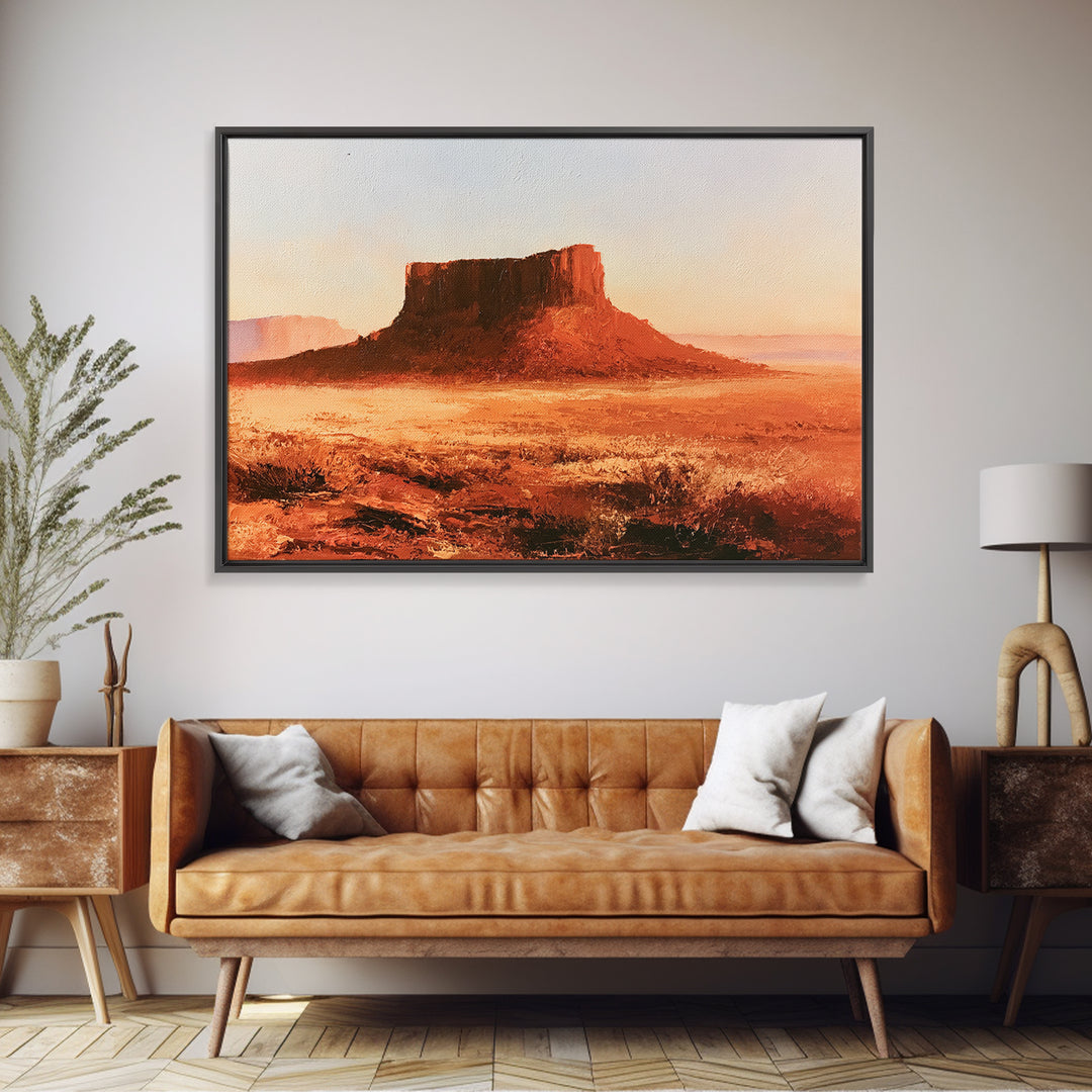 Abstract Mesa Landscape Framed Canvas Print, Desert Art, Wall Art Prints, Southwestern Decor, Fine Art, Desert, Boho Decor, DES-3x2-79
