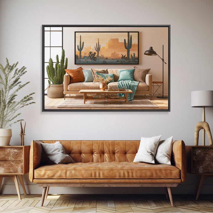 Cactus Botanical Plate Canvas Print, Desert Art, Apartment Decor, Southwestern Decor, Fine Art, Desert, Landscape Art, DES-3x2-84