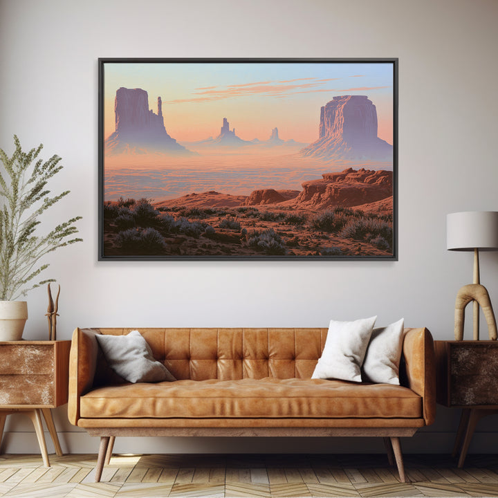 Monument Valley Silhouette Framed Canvas Print, Desert Art, Wall Art, Southwestern Decor, Watercolor Art, Desert, DES-3x2-85