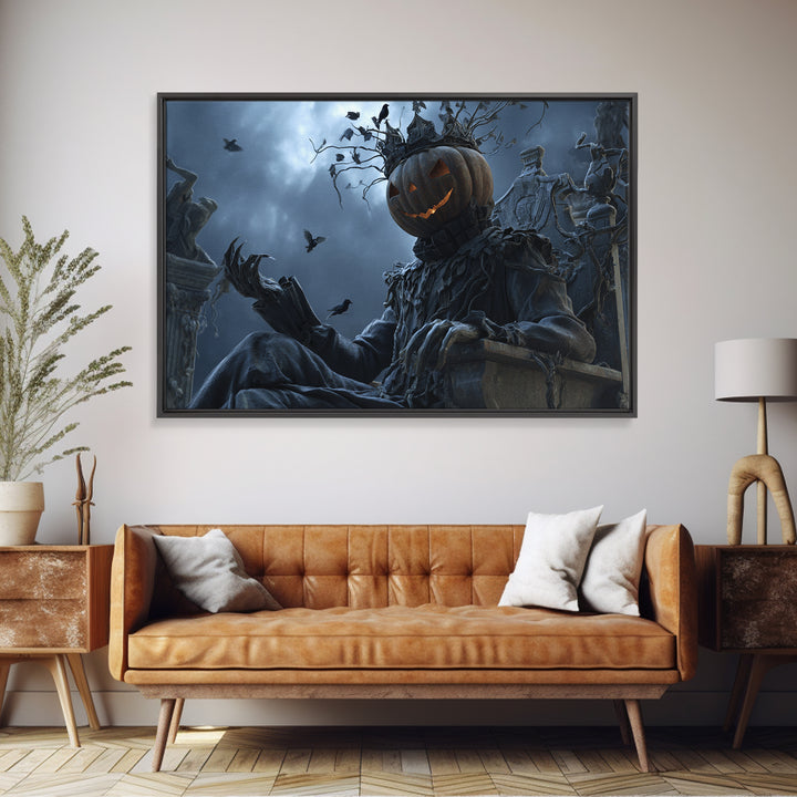 The Jack-O'-Lantern King, Landscape Wall Art, Macabre Wall Art, Framed Canvas Print, Halloween Wall Decor, Gothic Home Decor