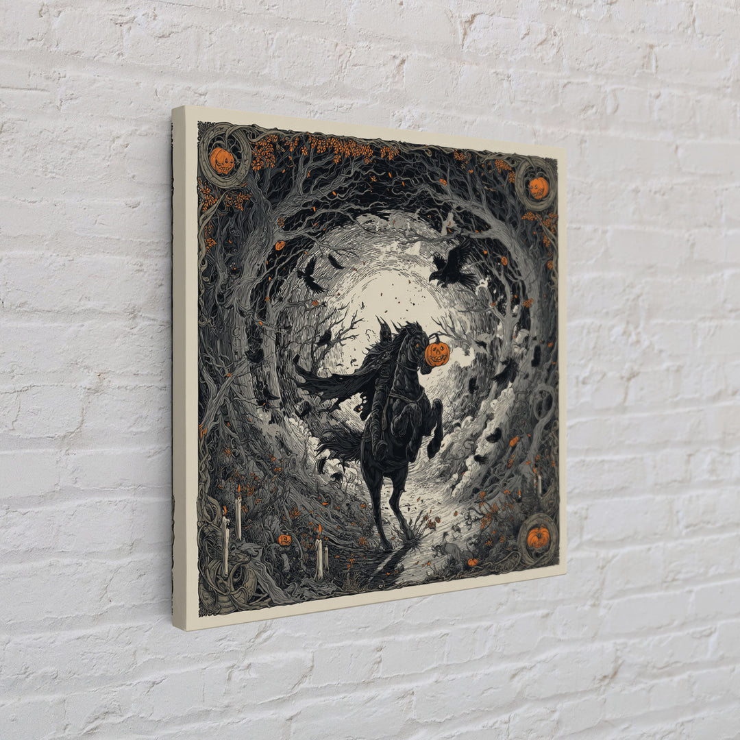 The Headless Horseman, Square Wall Art, Gothic Horror Wall Art, Framed Canvas Print, Halloween Wall Decor, Gothic Home Decor