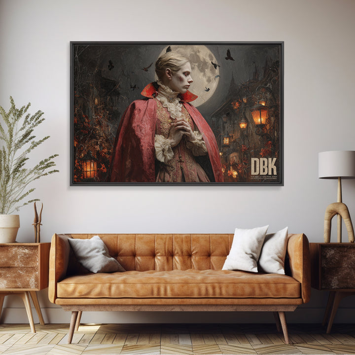 The Crimson Vampire, Landscape Wall Art, Dark Fantasy Wall Art, Canvas Print, Halloween Wall Decor, Gothic Home Decor, Seasonal Home Decor