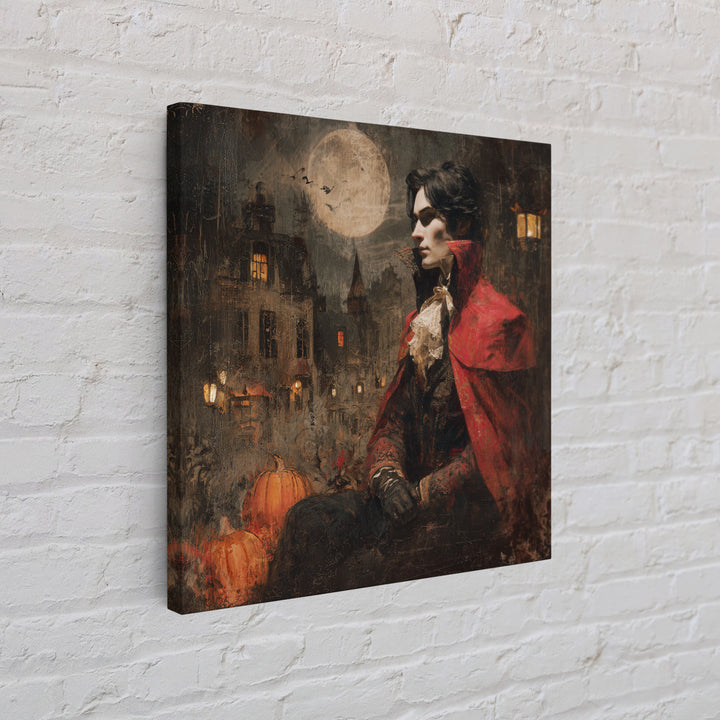 The Crimson Vampire, Square Wall Art, Macabre Wall Art, Framed Canvas Print, Halloween Wall Decor, Gothic Home Decor, Seasonal Home Decor