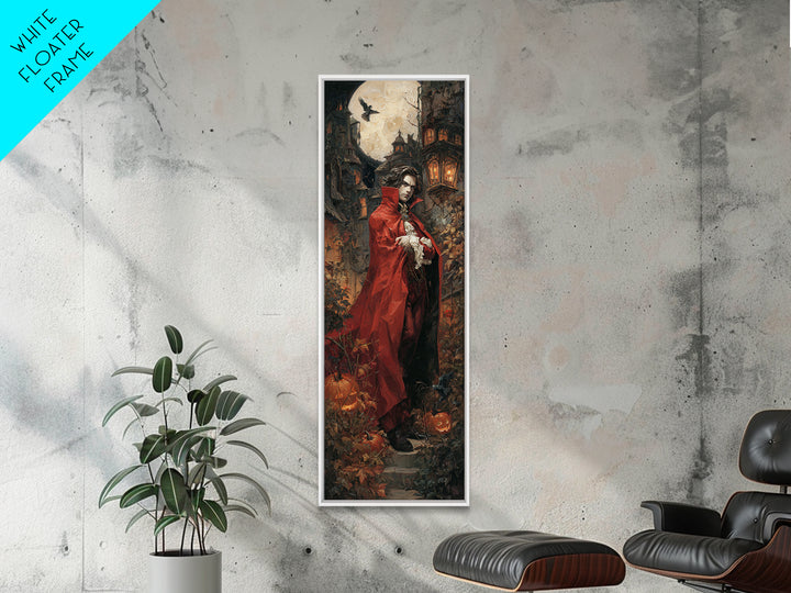 The Crimson Vampire, Tall Narrow Wall Art, Spooky Home Decor, Canvas Print, Halloween Wall Decor, Gothic Home Decor, Spooky Wall Decor