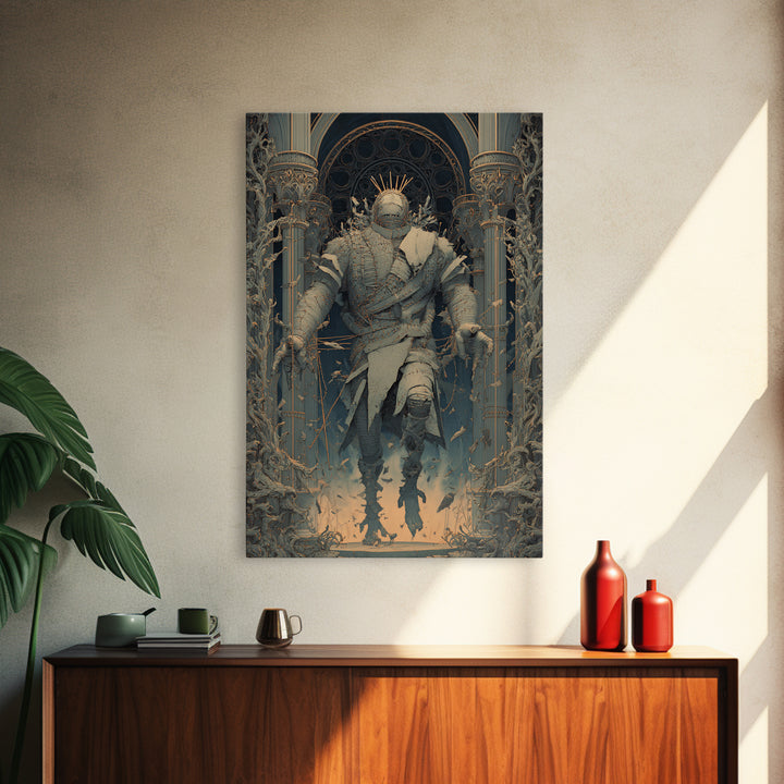 The Stitched Giant, Vertical Wall Art, Gothic Horror Wall Art, Framed Canvas Print, Halloween Wall Decor, Gothic Home Decor