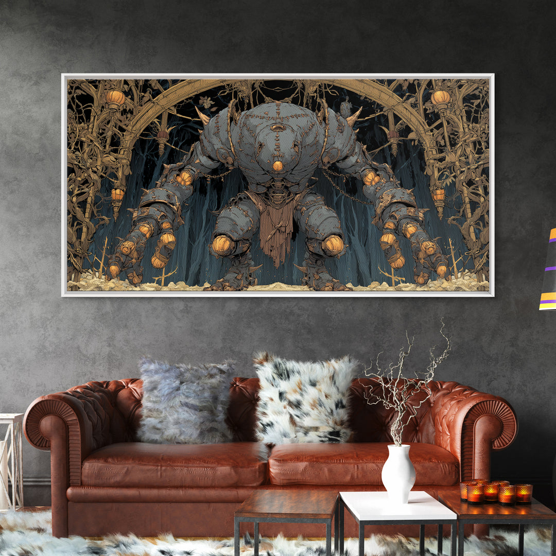 The Stitched Giant, Wide Panoramic Art, Haunted Gothic Art, Framed Canvas Print, Halloween Wall Decor, Gothic Home Decor, Dark Fantasy Art