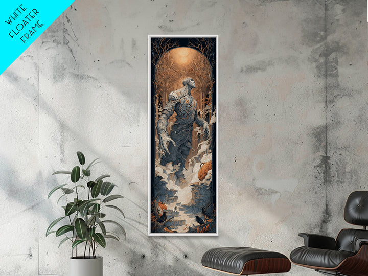The Stitched Giant, Tall Narrow Wall Art, Gothic Horror Wall Art, Framed Canvas Print, Halloween Wall Decor, Gothic Home Decor