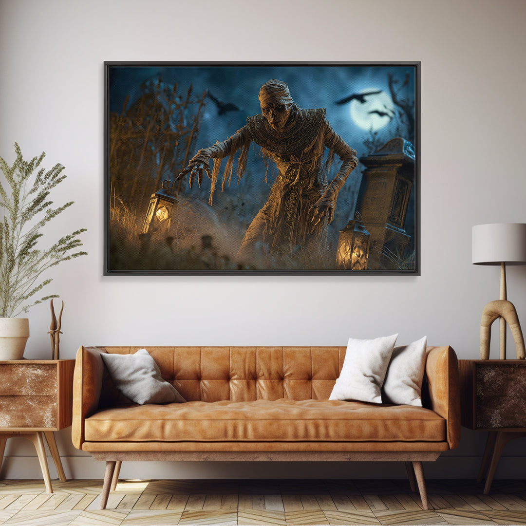 The Mummy Pharaoh, Landscape Wall Art, Macabre Wall Art, Framed Canvas Print, Halloween Wall Decor, Gothic Home Decor, Halloween Wall Art