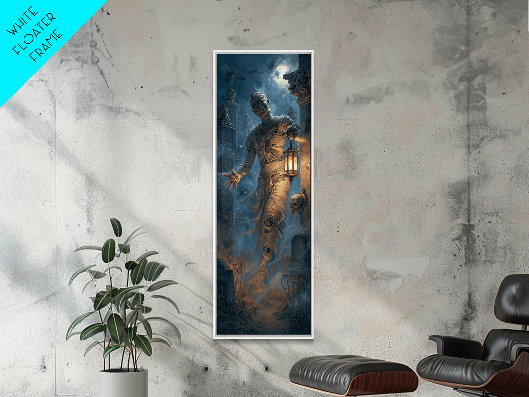 The Mummy Pharaoh, Tall Narrow Wall Art, Dark Halloween Decor, Canvas Print, Halloween Wall Decor, Gothic Home Decor, Macabre Wall Art