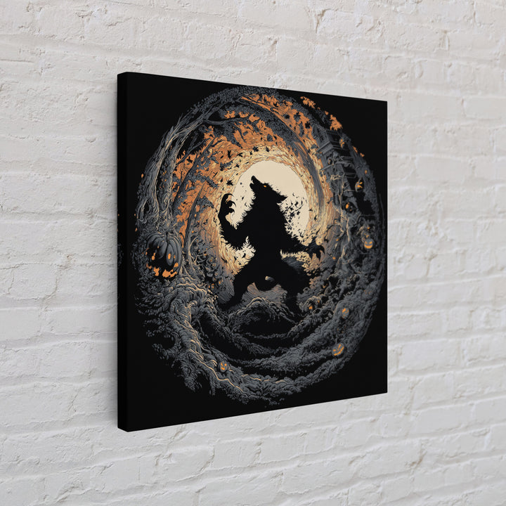 The Moon-Cursed Werewolf, Square Wall Art, Haunted Gothic Art, Framed Canvas Print, Halloween Wall Decor, Gothic Home Decor
