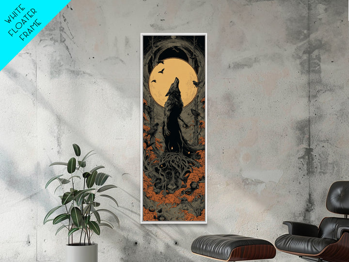 The Moon-Cursed Werewolf, Tall Narrow Wall Art, Dark Fantasy Wall Art, Canvas Print, Halloween Wall Decor, Gothic Home Decor