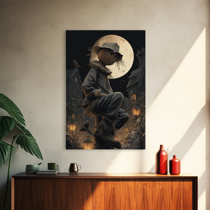 The Living Scarecrow, Vertical Wall Art, Dark Halloween Decor, Canvas Print, Halloween Wall Decor, Gothic Home Decor, Spooky Wall Decor