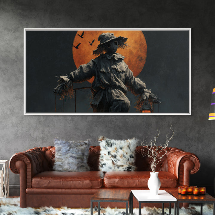 The Living Scarecrow, Wide Panoramic Art, Dark Fantasy Wall Art, Canvas Print, Halloween Wall Decor, Gothic Home Decor, Statement Wall Art