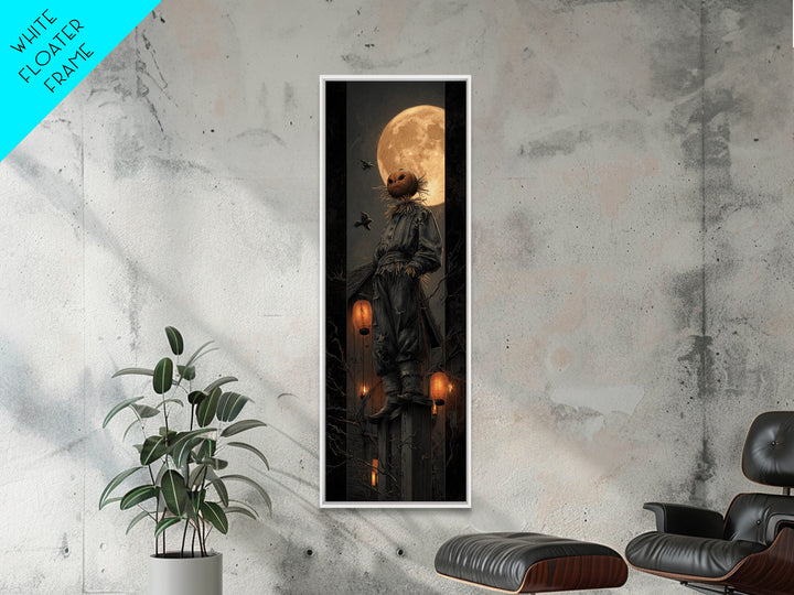 The Living Scarecrow, Tall Narrow Wall Art, Macabre Wall Art, Framed Canvas Print, Halloween Wall Decor, Gothic Home Decor