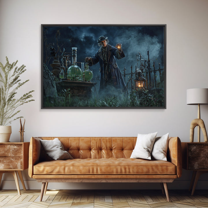 The Mad Alchemist, Landscape Wall Art, Macabre Wall Art, Framed Canvas Print, Halloween Wall Decor, Gothic Home Decor, Halloween Decor