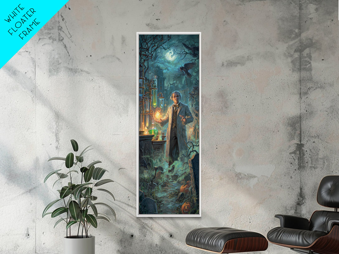 The Mad Alchemist, Tall Narrow Wall Art, Gothic Horror Wall Art, Framed Canvas Print, Halloween Wall Decor, Gothic Home Decor