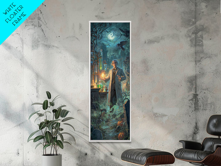 The Mad Alchemist, Tall Narrow Wall Art, Gothic Horror Wall Art, Framed Canvas Print, Halloween Wall Decor, Gothic Home Decor