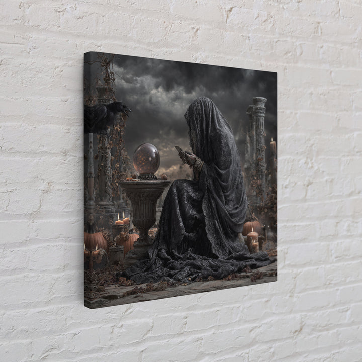 The Midnight Fortune Teller, Square Wall Art, Gothic Horror Wall Art, Framed Canvas Print, Halloween Wall Decor, Gothic Home Decor