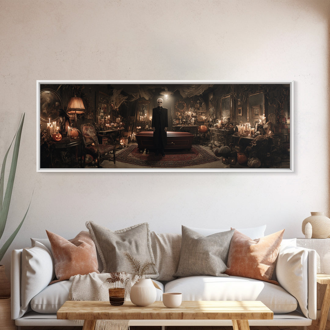 The Sinister Undertaker, Extra Wide Wall Art, Dark Halloween Decor, Canvas Print, Halloween Wall Decor, Gothic Home Decor, Horror Wall Art