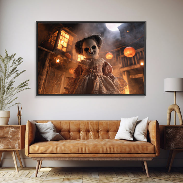 The Haunted Porcelain Doll, Landscape Wall Art, Dark Fantasy Wall Art, Canvas Print, Halloween Wall Decor, Gothic Home Decor