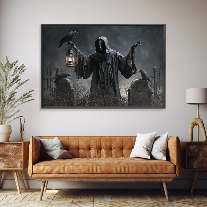 The Raven Keeper, Landscape Wall Art, Macabre Wall Art, Framed Canvas Print, Halloween Wall Decor, Gothic Home Decor, Spooky Wall Decor