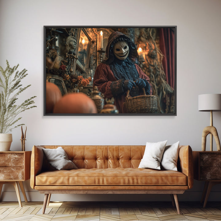The Masked Candy Collector, Landscape Wall Art, Dark Fantasy Wall Art, Canvas Print, Halloween Wall Decor, Gothic Home Decor