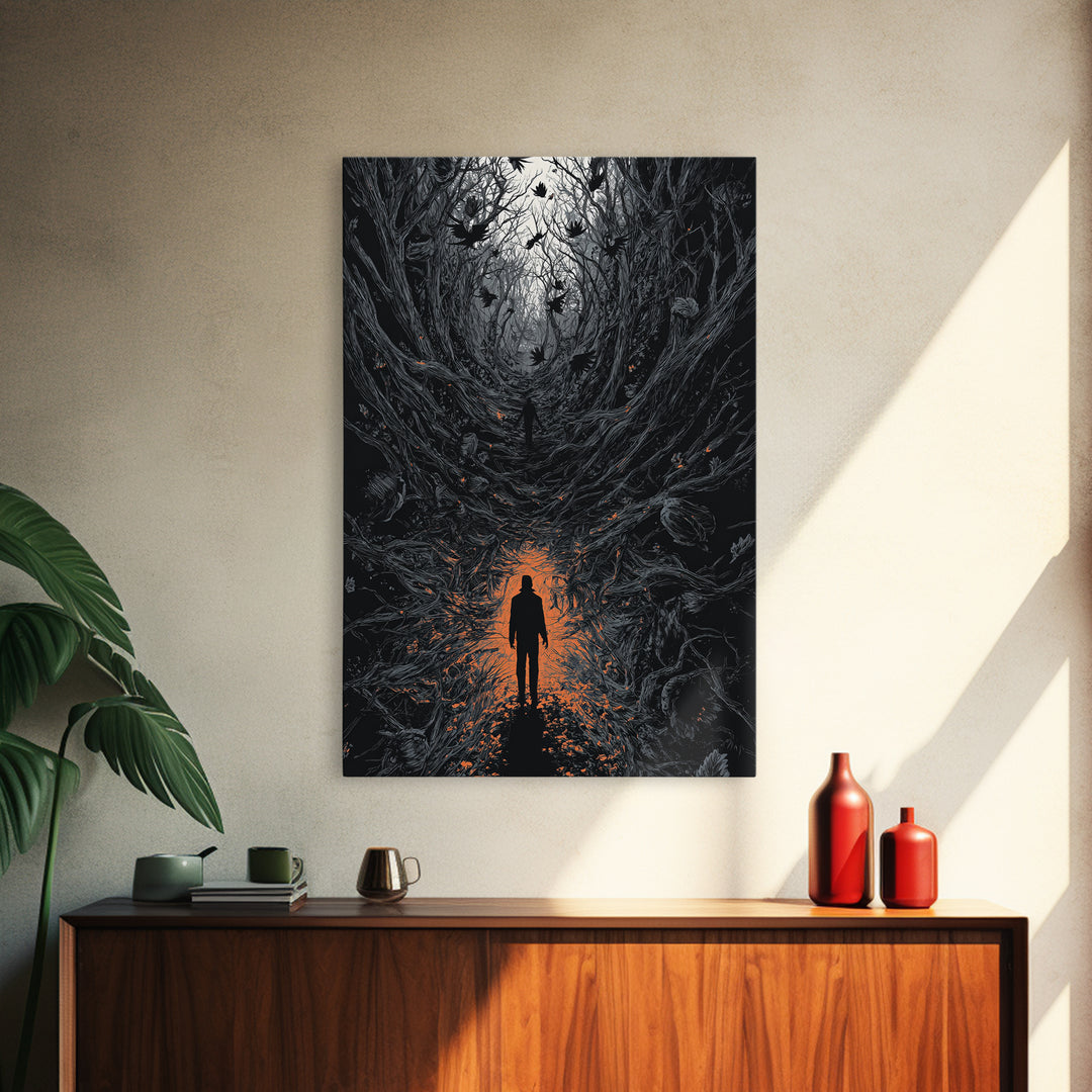The Shadow Person, Vertical Wall Art, Dark Halloween Decor, Canvas Print, Halloween Wall Decor, Gothic Home Decor, Macabre Wall Art