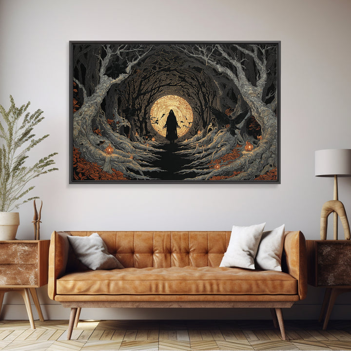 The Shadow Person, Landscape Wall Art, Macabre Wall Art, Framed Canvas Print, Halloween Wall Decor, Gothic Home Decor, Halloween Wall Art