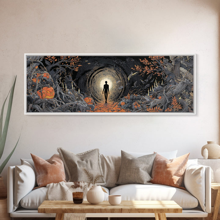 The Shadow Person, Extra Wide Wall Art, Spooky Home Decor, Canvas Print, Halloween Wall Decor, Gothic Home Decor, Halloween Decor