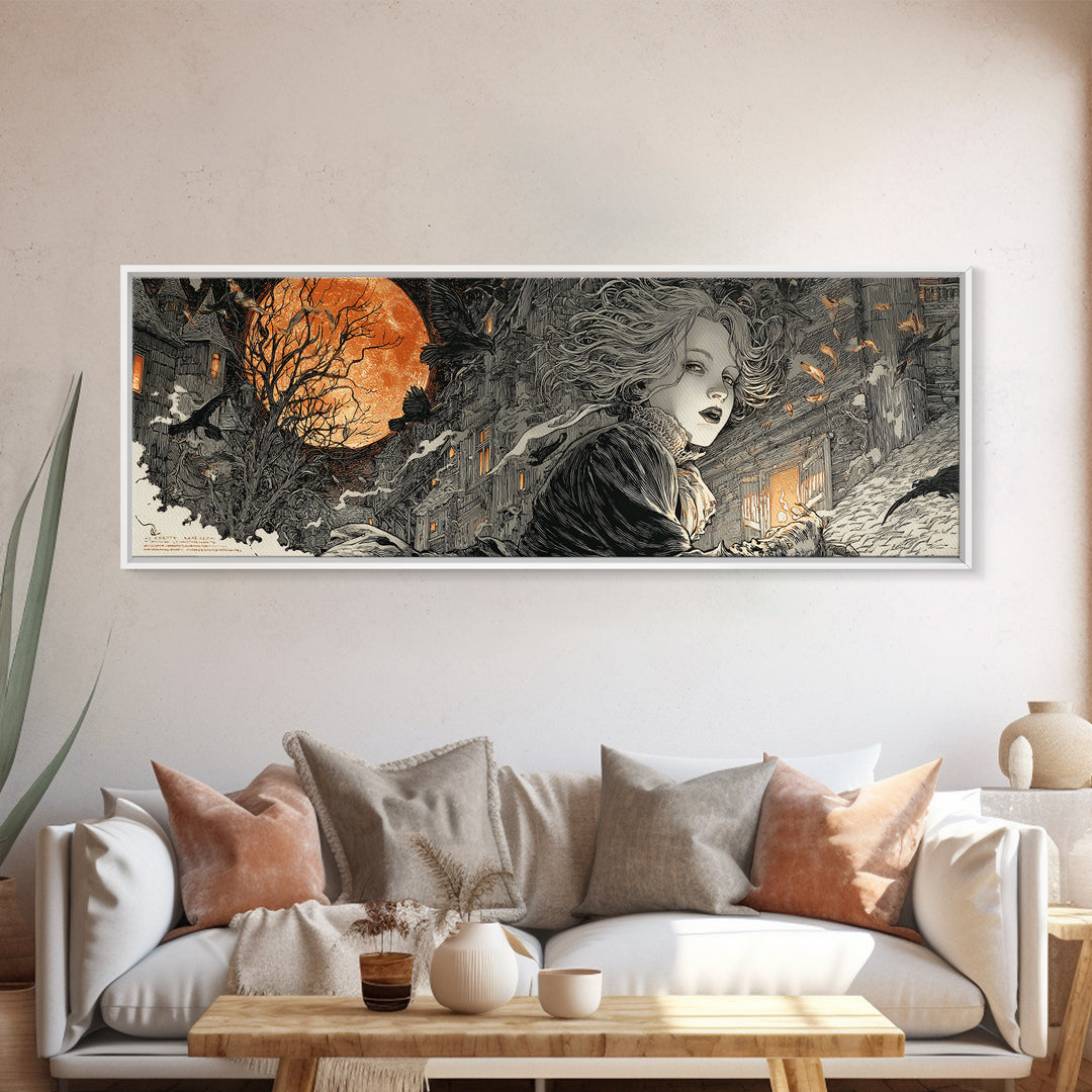 The Banshee Singer, Extra Wide Wall Art, Dark Fantasy Wall Art, Canvas Print, Halloween Wall Decor, Gothic Home Decor, Spooky Wall Decor